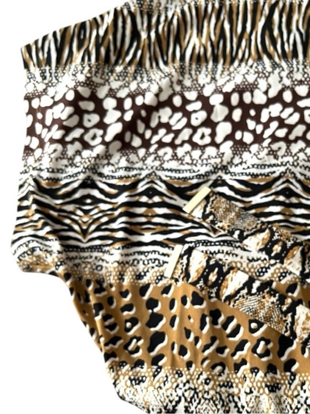 Rafaella Mixed Animal Print Maxi Smocked Waist Belt Tall L - Picture 5 of 15